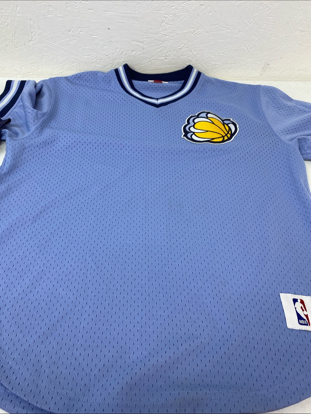 NBA Light Blue Mesh Jersey with White NBA Patch MEMPHIS